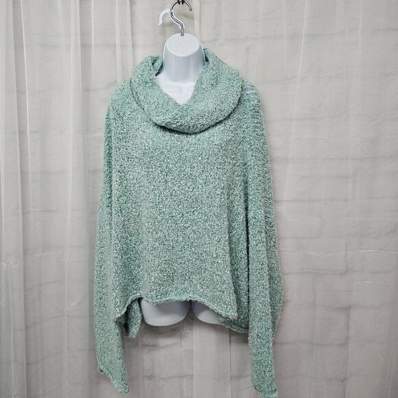 Free People Turtleneck Sweater Blue Boho Oversized L - Picture 7 of 7